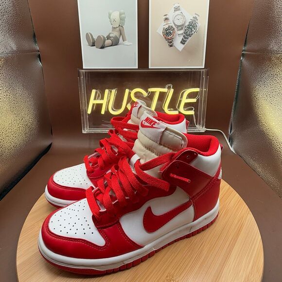 Nike Dunk High (GS) ‘Championship Red’ White/Red Sz 4.5Y - Picture 2 of 12